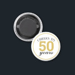 50th Anniversary Cheers to 50 Years Gold Favor Magnet<br><div class="desc">Celebrate the joy of being married for 50 years as you give away these modern and stylish 50th Anniversary party favor magnets. This minimalist design features a classic white background with trendy text that says "CHEERS TO 50 YEARS" in gold and black letters. Perfect to give as a favor at...</div>