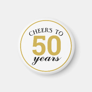 50th Anniversary Cheers to 50 Years Gold Favor Magnet