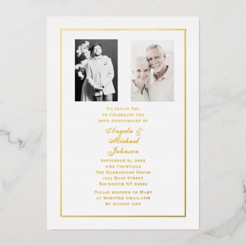 50th Anniversary Chic White Gold Border
