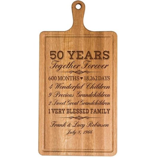 50th Anniversary Classy Cherry Wood Cutting Board (Front)