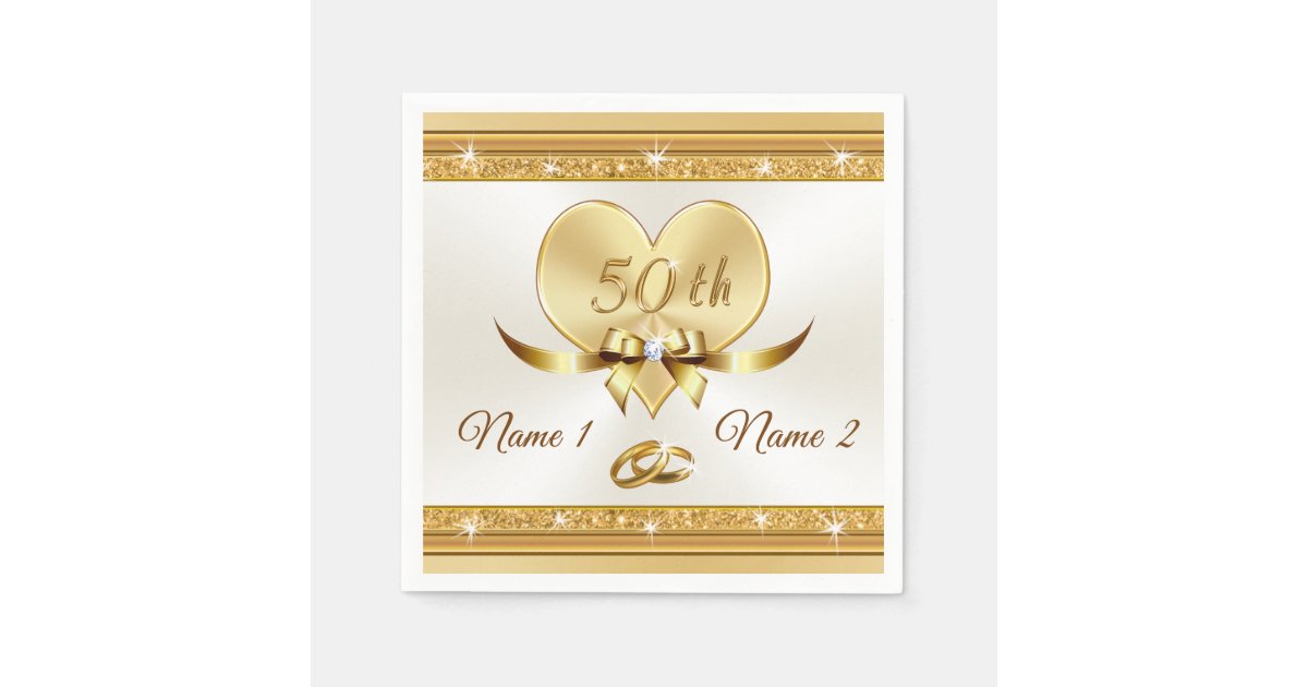 50th Anniversary Cocktail Napkins, Personalized Napkins Zazzle