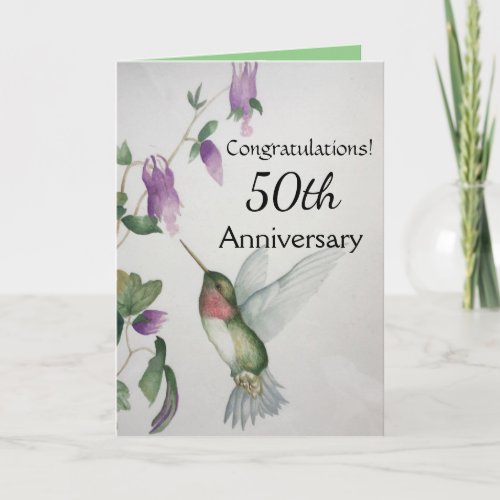 50th Anniversary Congratulations Hummingbird Card