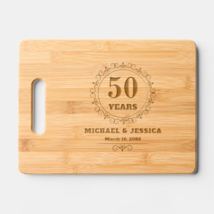 50th Anniversary & Custom Couple Name Elegant Engraved Cutting Board