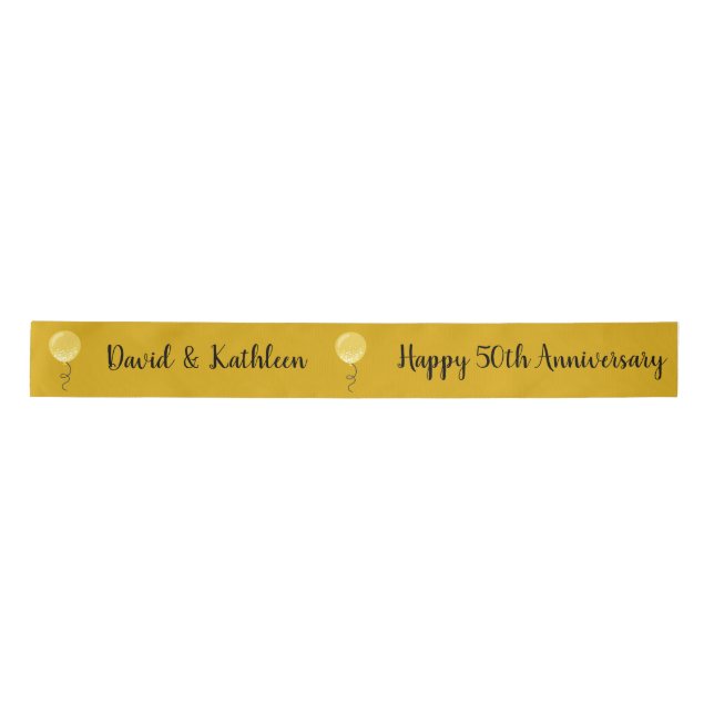 50th Anniversary Custom Gold Balloons Ribbon (Front)