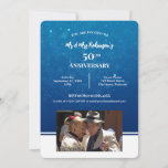 50th Anniversary Custom Photograph Dark Blue Water Invitation