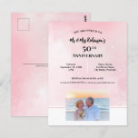 50th Anniversary Custom Photograph Starry Pink  Postcard