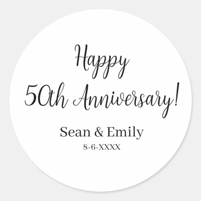50th Anniversary Date Celebration  Classic Round Sticker (Front)