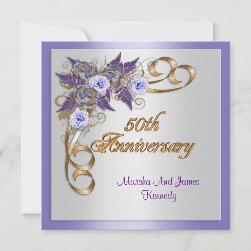 50th Anniversary dinner invitation elegant floral