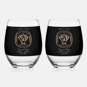 50th Anniversary Drinkware Set Stemless Wine Glass