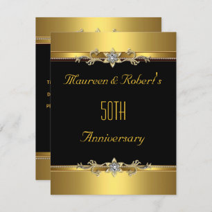50th Anniversary Elegant Black gold Invitation