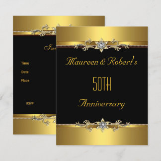 50th Anniversary Elegant Black gold Invitation