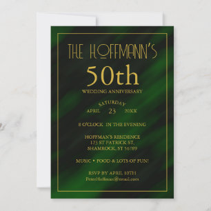 50TH Anniversary Elegant Emerald Green Gold Invitation
