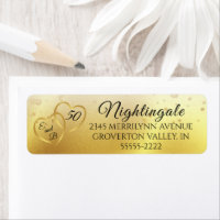 50th Anniversary Elegant Hearts Monogram Gold