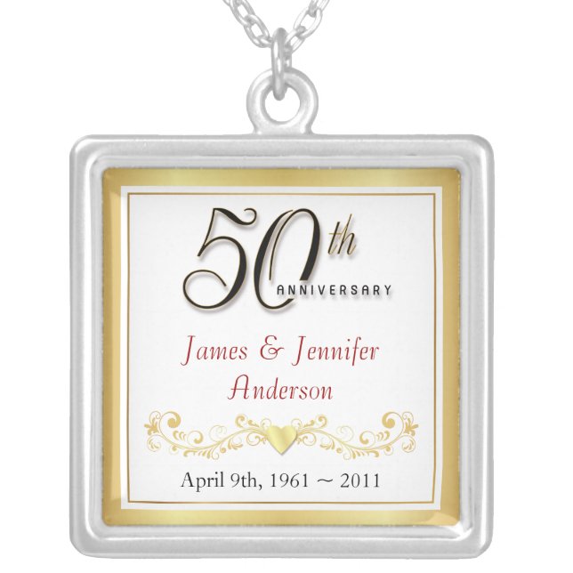 50th Anniversary Elegant Keepsake Pendant (Front)