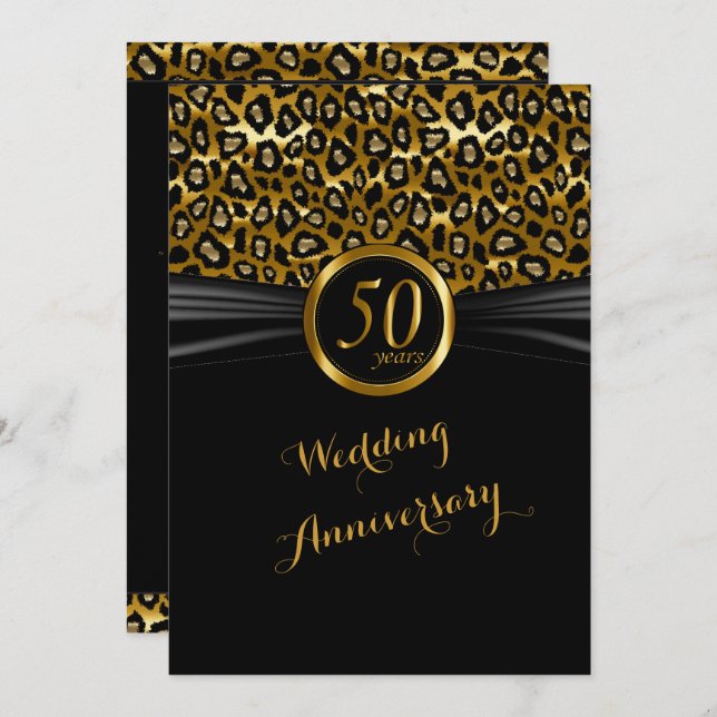 50th Anniversary Exotic Leopard Design Invitation (Front/Back)