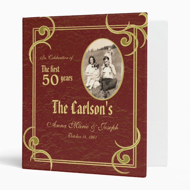 50th Anniversary Faux Book 3 Ring Binder (Front/Inside)