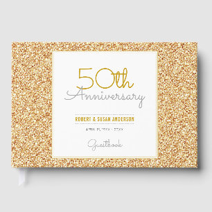 50th Anniversary Faux Gold Glitter Guest Book