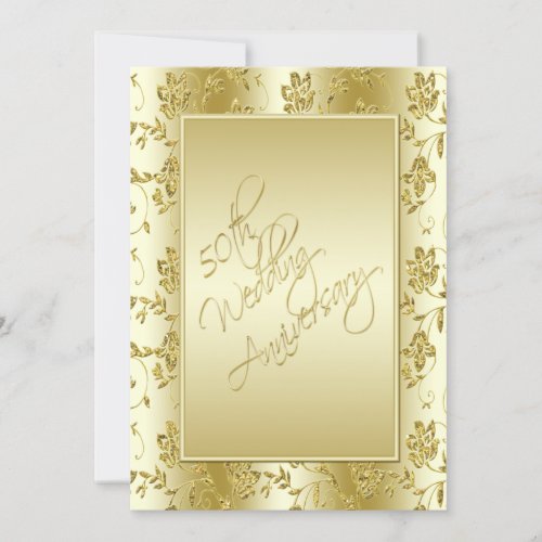 50th Anniversary FAUX Gold Glitter II Invitation