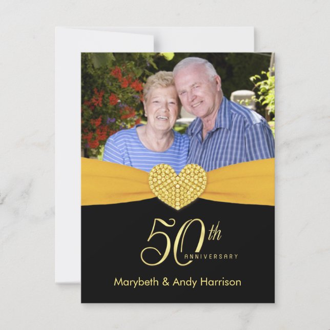50th Anniversary - Faux Pocket Photo Invitations (Front)