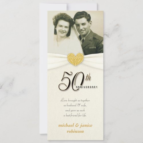 50th Anniversary - Faux Pocket Photo Invitations