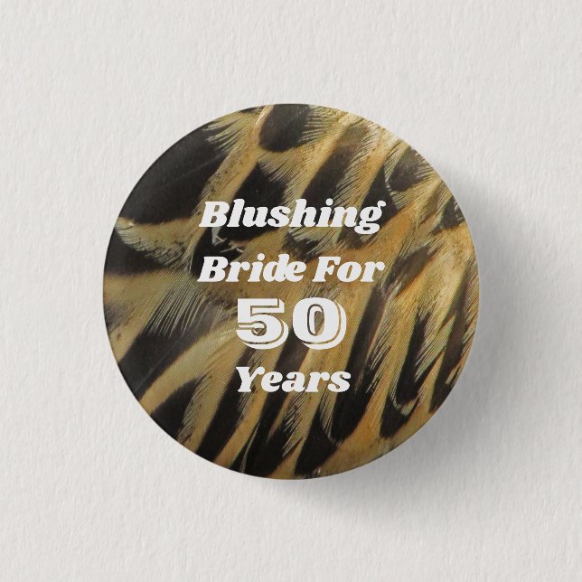 50th Anniversary Feather Milestone Celebration Button (Front)