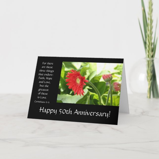50th Anniversary, floral, bible verse about love Card (Front)