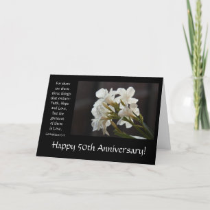 50th Anniversary, floral, bible verse about love Card