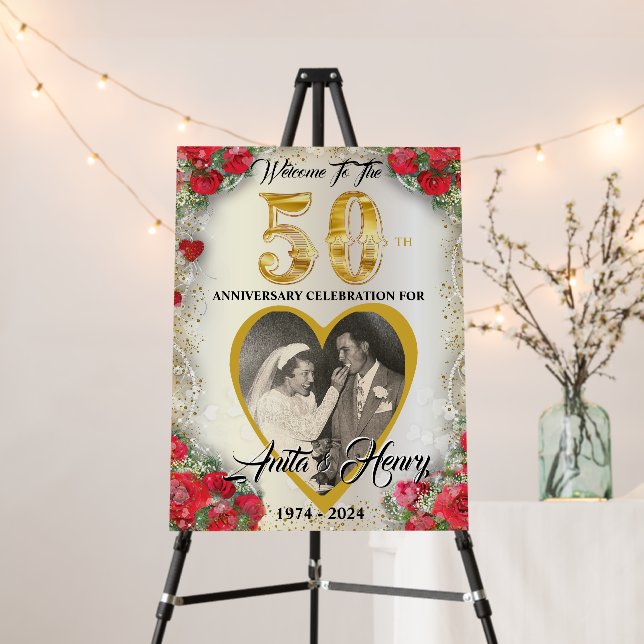 50th Anniversary Foam Board Welcome Sign (In Situ (Stand))