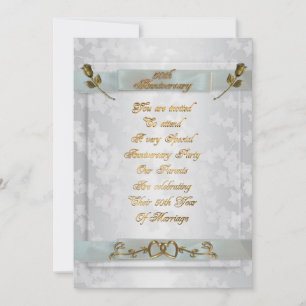 50th Anniversary for parents invitation gold roses