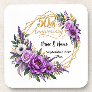 50th Anniversary Gift Beverage Coaster