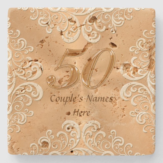 50th Anniversary Gifts Ideas Personalized Coasters (Front)