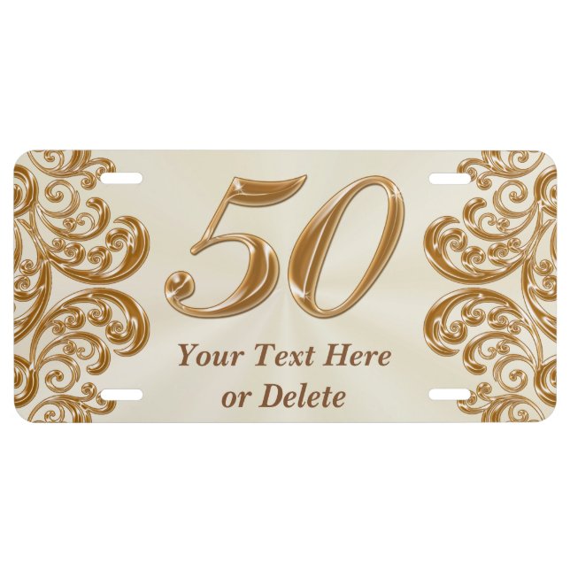 50th Anniversary Gifts Personalized License Plate (Front)