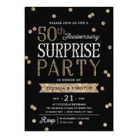 50th Anniversary Glitter Confetti Surprise Party Card
