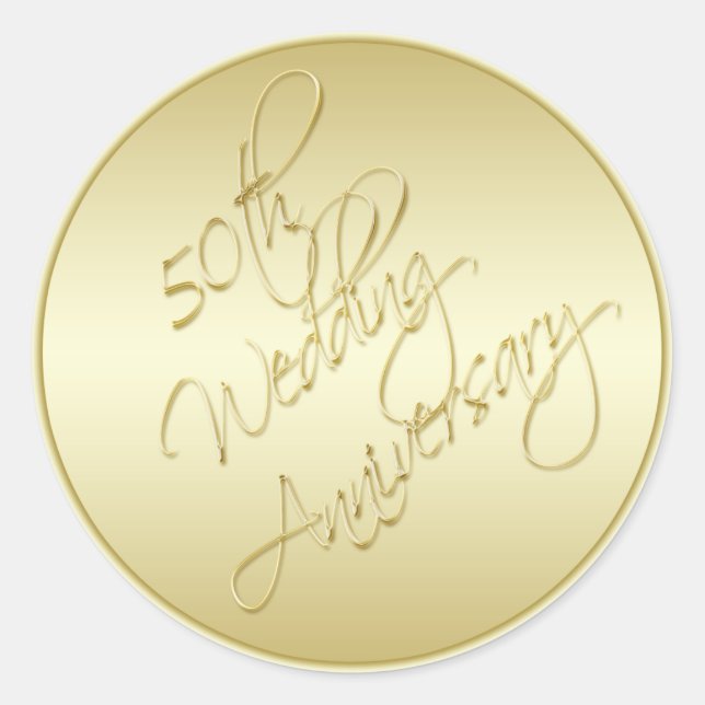 50th Anniversary Gold 1.5" Diameter Round Sticker (Front)
