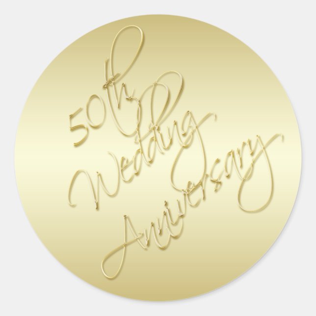 50th Anniversary Gold 1.5" Diameter Round Sticker (Front)