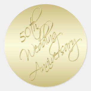 50th Anniversary Gold 1.5" Diameter Round Sticker