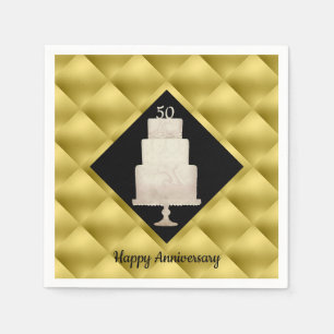 50th Anniversary Gold 3Tier Cake Paper Napkins