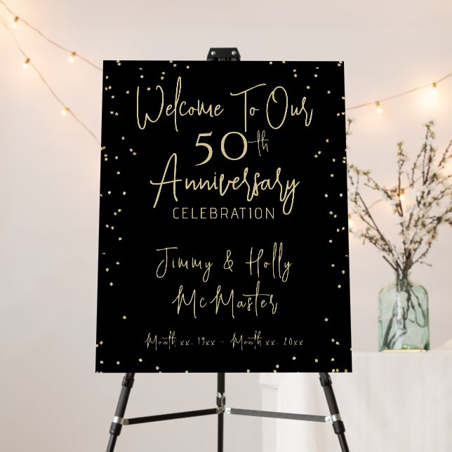 50th Anniversary Gold and Black Elegant Foam Board (In Situ (Stand))