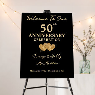50th Anniversary Gold and Black Elegant Foam Board