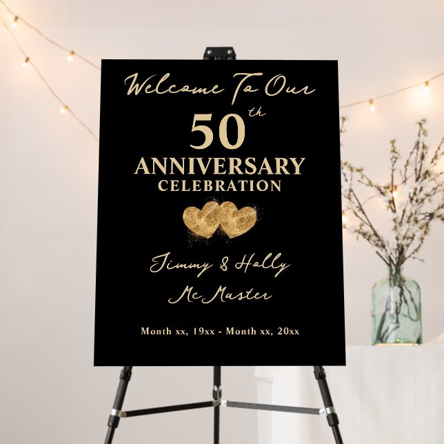50th Anniversary Gold and Black Elegant Foam Board (In Situ (Stand))