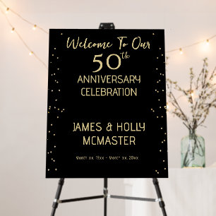 50th Anniversary Gold and Black Elegant Foam Board
