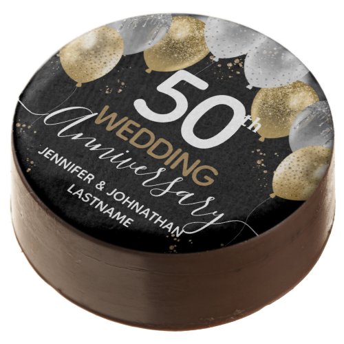 50th Anniversary Gold Balloons Chocolate Covered Oreo