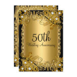50th Anniversary Gold Black Diamond Floral Swirl Invitation 50th Anniversary Gold Black Diamond Floral Swirl Invitation