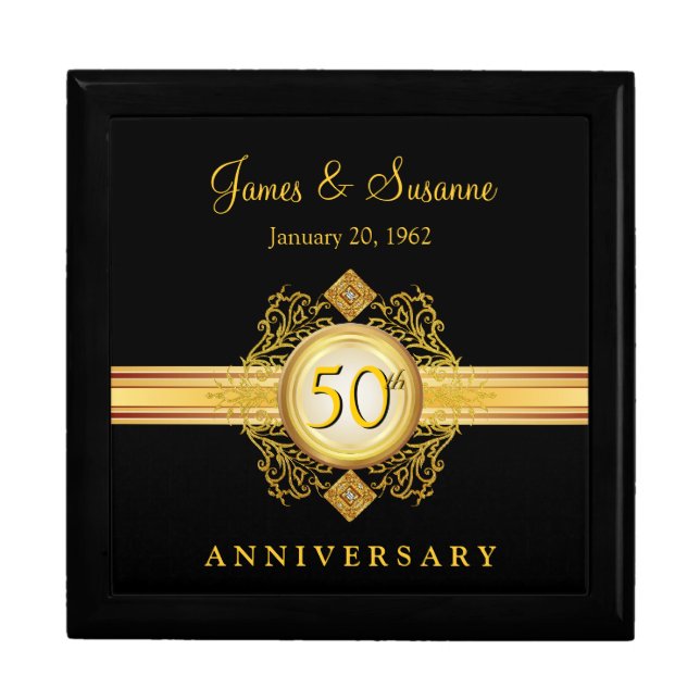 50th Anniversary Gold Black Keepsake Gift Box (Front)