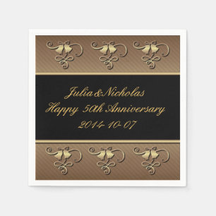 50th Anniversary Gold & Black Personalized Napkins