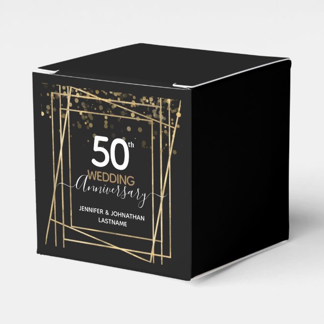 50th Anniversary Gold Border Favor Boxes (Front Side)