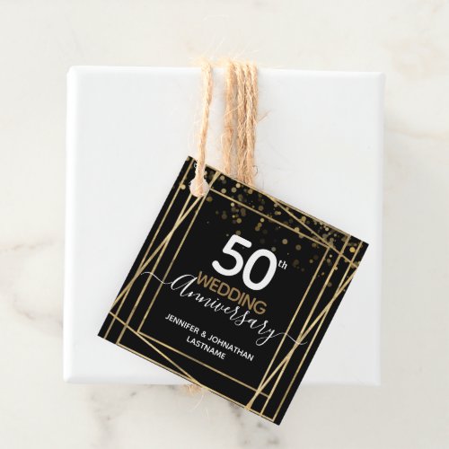 50th Anniversary Gold Border Favor Tags