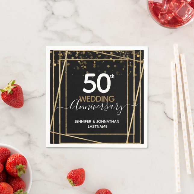 50th Anniversary Gold Border Napkins (Insitu)