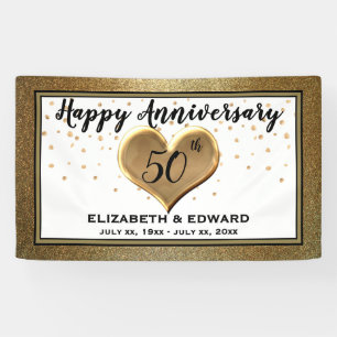 50th Anniversary Gold Confetti - Hanging Banner