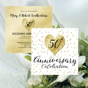 50th Anniversary Gold Confetti Wedding Invitation